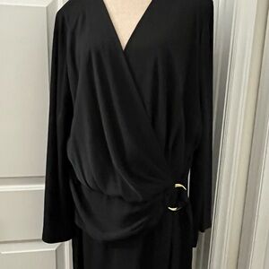 Alex Marie Black Long Sleeve Dress with Gold Accent